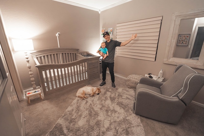 nursery with brown furniture