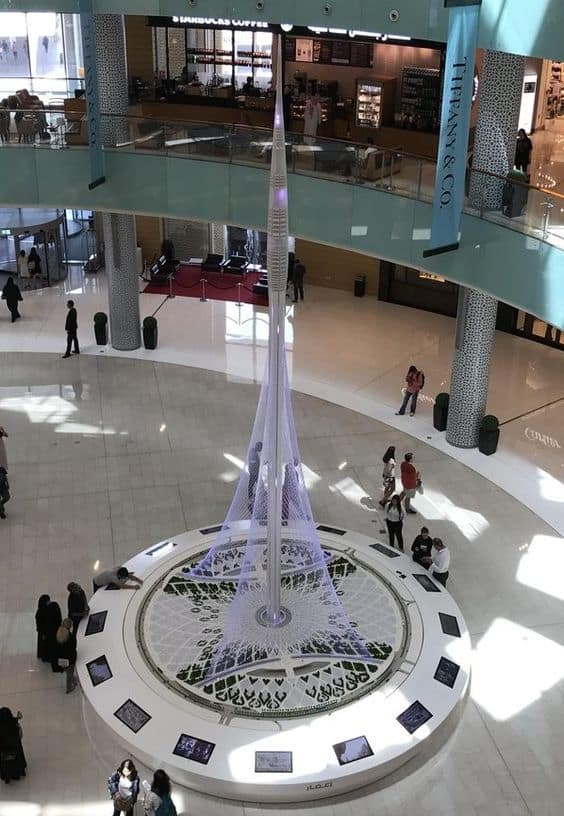 model of the Dubai Creek Tower at Dubai Mall
