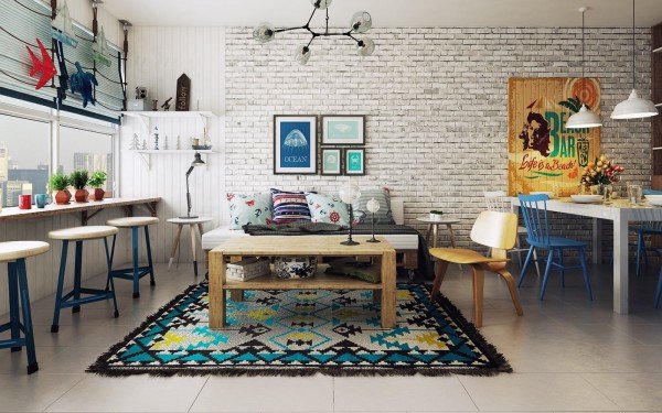 Scandi style home with bright and vibrant color palette