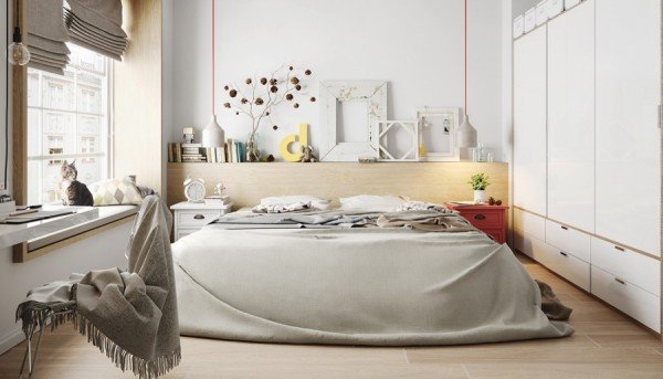 Scandinavia inspired open plan living room and kitchen