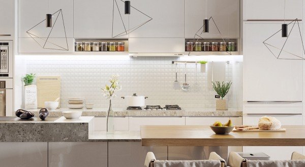 Pendant lights in Scandinavia kitchen decor
