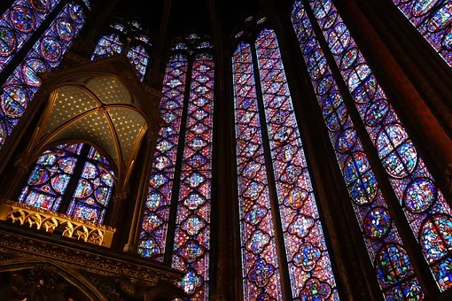 Large stained glass windows