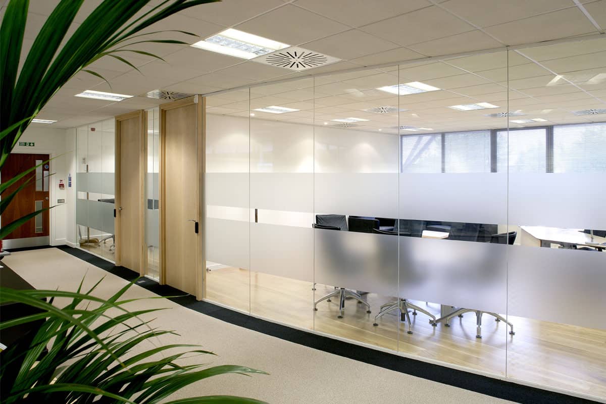 glass wall in an office meeting room